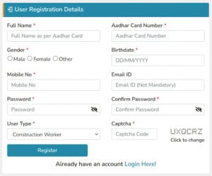 construction worker online registration