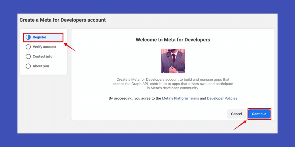 Create a Meta for Developers account.