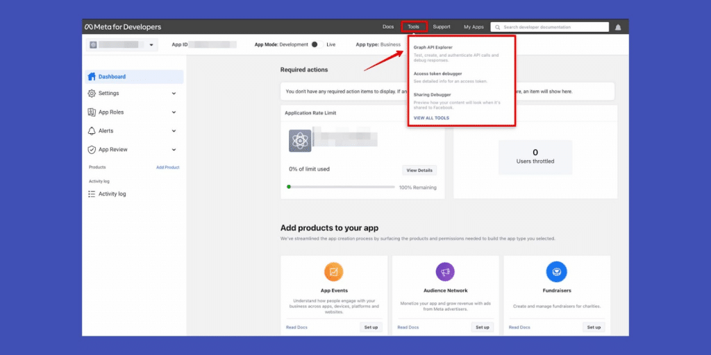 Select the Graph API Explorer from the tools section.