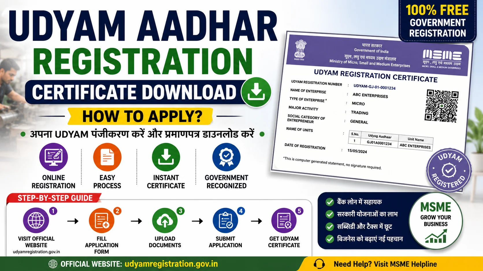 Udyam Aadhar Registration – Certificate Download