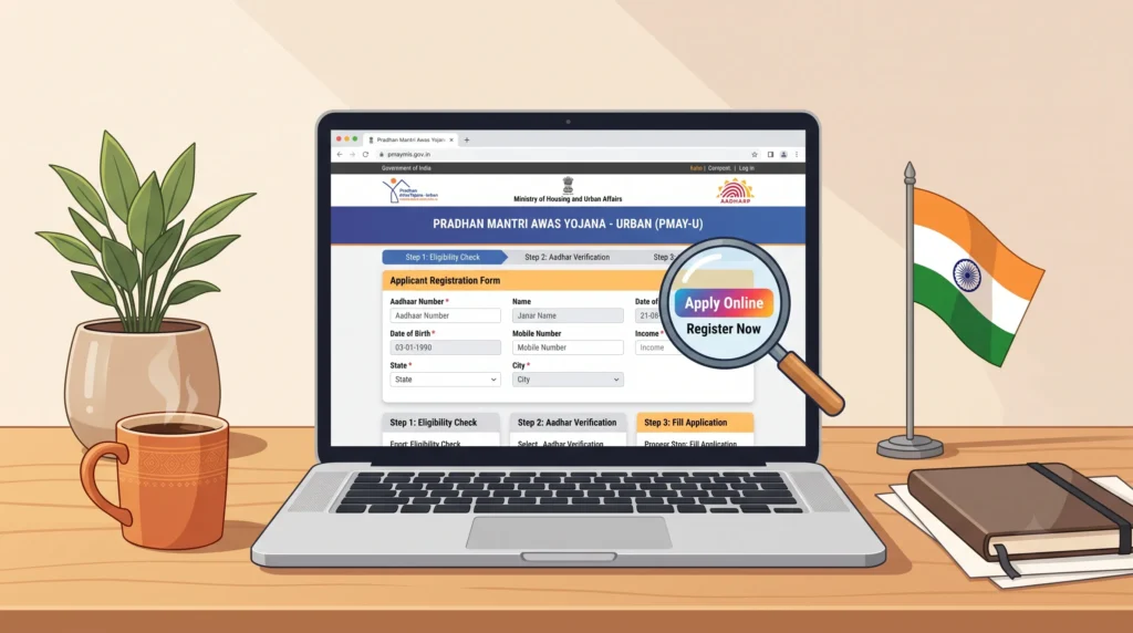 Step-by-step PMAY Urban 2.0 online application process on pmaymis.gov.in portal.