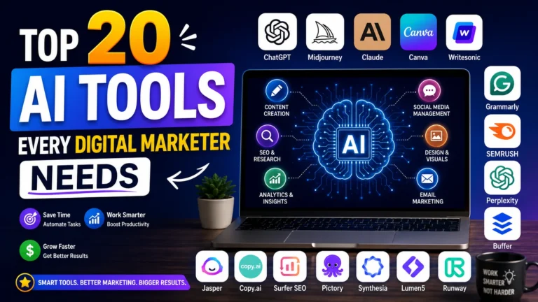 Top 20 AI Tools Every Digital Marketer Needs in 2026