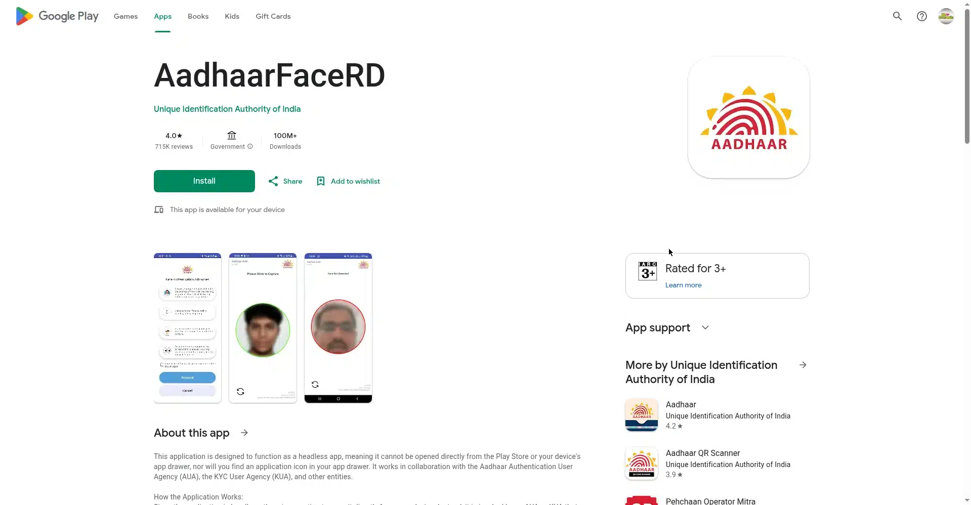 Aadhaar Face RD app by UIDAI on Google Play Store