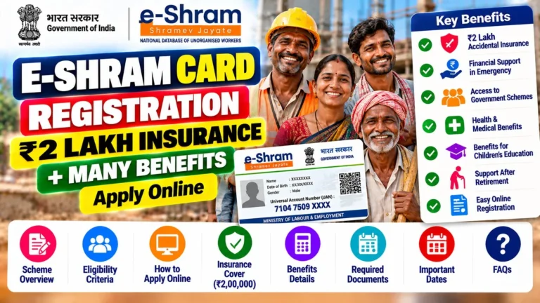 E-Shram Card Registration 2026: ₹2 Lakh Insurance + Benefits