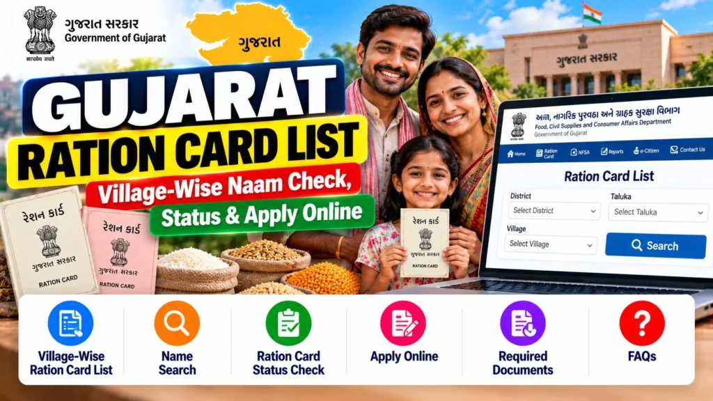 Gujarat Ration Card List 2026 - Village Wise Naam Check, Status
