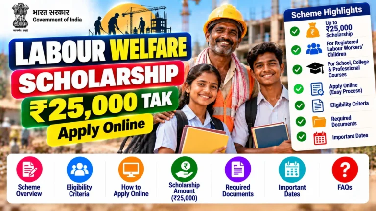 Labour Welfare Scholarship 2026: Last Date 31 October, ₹25,000 Tak – Apply Online