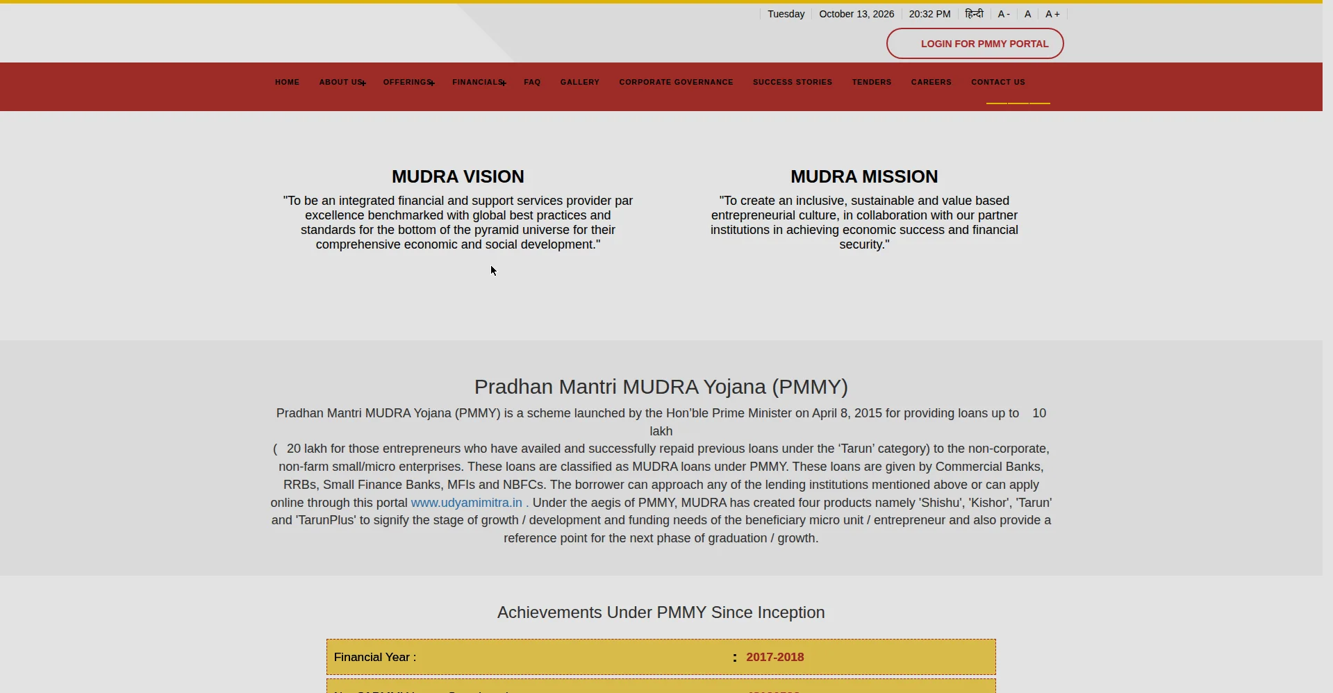 MUDRA official website - mudra.org.in homepage