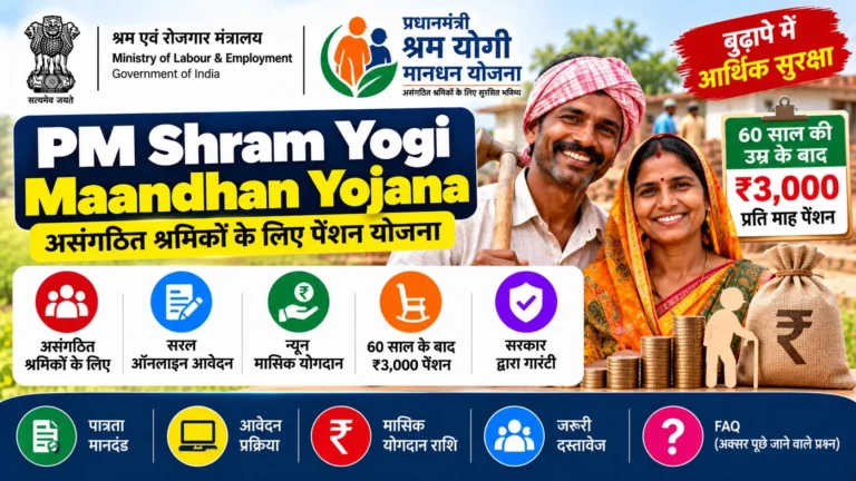 PM Shram Yogi Maandhan Yojana 2026: ₹3,000/Month Pension, Apply Online