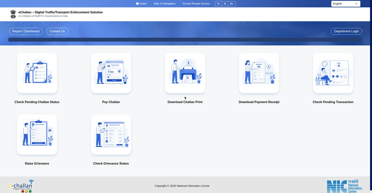 NextGen eChallan portal homepage - echallan.parivahan.nic.in e challan services